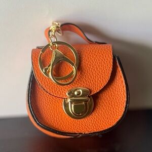 New Cute Orange Leather Mini Bag Keychain3.15 inches x 3.8inches
